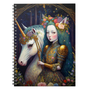 Unicorn and Lady Fantasy Art Planner Notebook