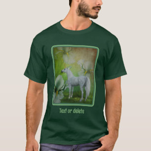 Unicorn And Lilies Fantasy Horse Art T-Shirt
