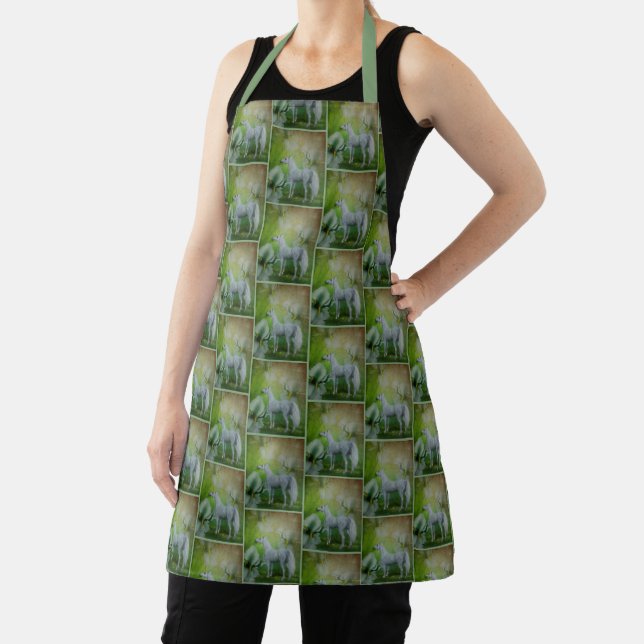 Unicorn And Lily Flowers Pattern    Apron (Insitu)