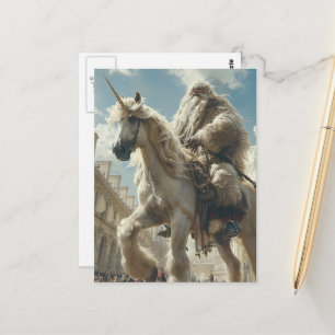 Unicorn  and Man in the City Postcard