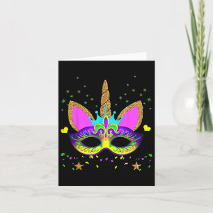 Unicorn And Mask Mardi Gras Girls Kids Toodlers Wo Card