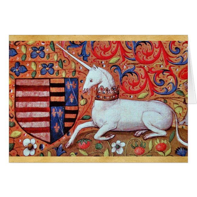 UNICORN AND MEDIEVAL FANTASY FLOWERS,FLORAL MOTIFS (Front Horizontal)