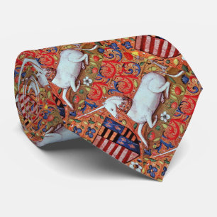UNICORN AND MEDIEVAL FANTASY FLOWERS,FLORAL MOTIFS TIE