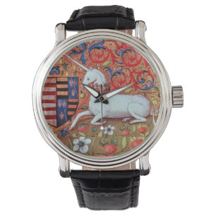 UNICORN AND MEDIEVAL FANTASY FLOWERS,FLORAL MOTIFS WATCH