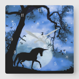 Unicorn and Moon Square Wall Clock