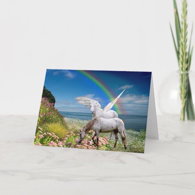 Unicorn and Pegasus Birthday card (Front)