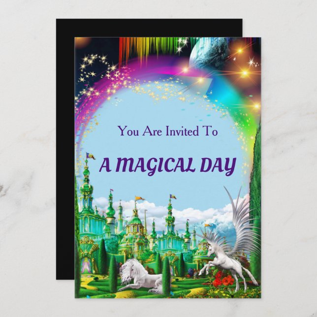 Unicorn And Pegasus Birthday Party Invitation (Front/Back)