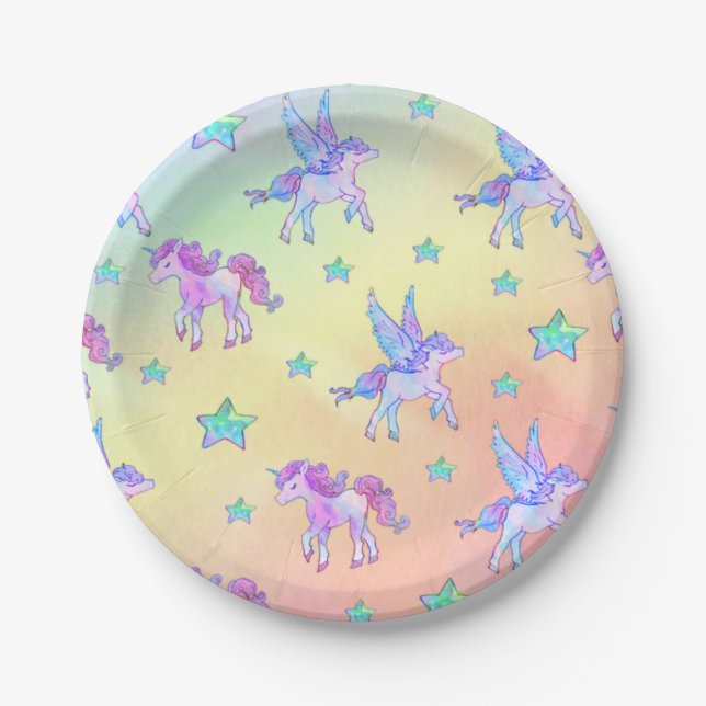 Unicorn and Pegasus Paper Plate (Front)