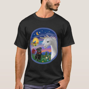 Unicorn and Pug (black) T-Shirt