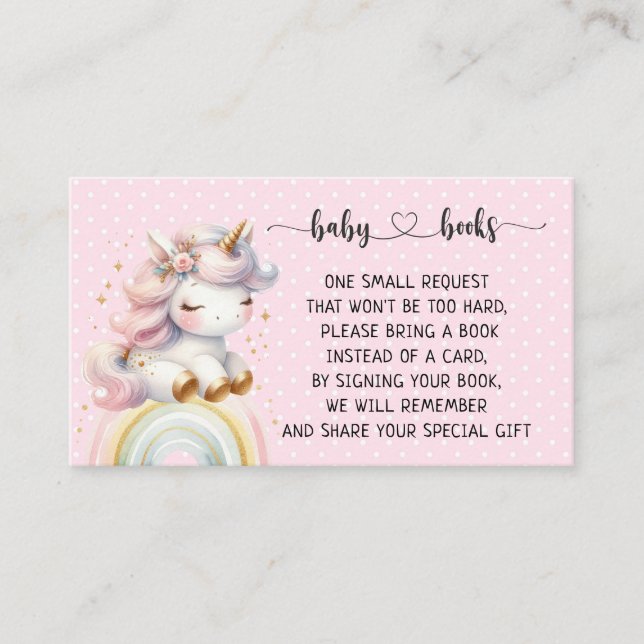 Unicorn and Rainbow Baby Shower I Birthday  Enclosure Card (Front)
