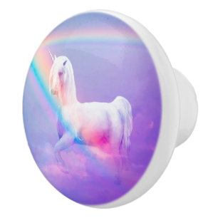 Unicorn and Rainbow Ceramic Knob