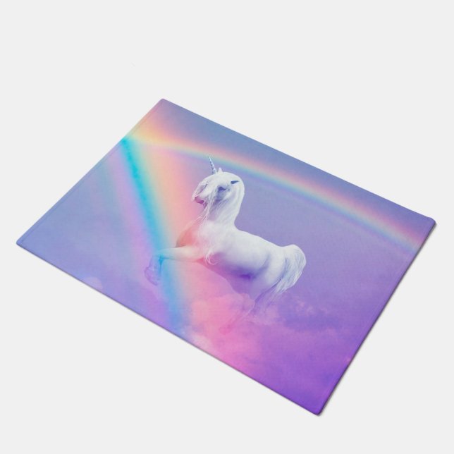 Unicorn and Rainbow Doormat (Angled)