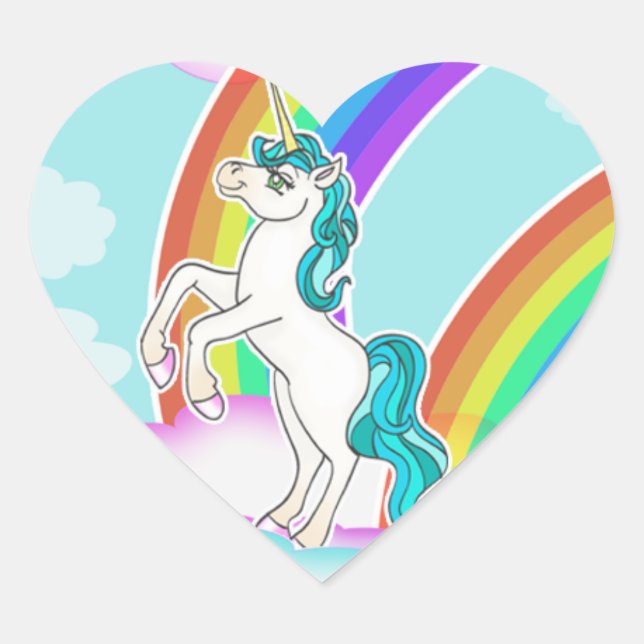 Unicorn and Rainbow Heart Stickers (Front)