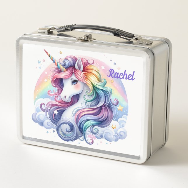 Unicorn and Rainbow Metal Lunch Box (Front)