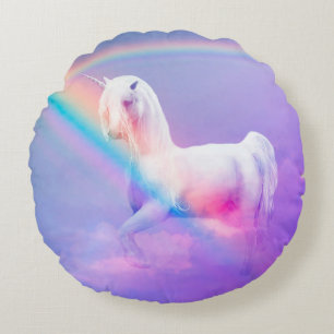 Unicorn and Rainbow Round Cushion
