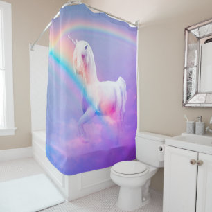 Unicorn and Rainbow Shower Curtain