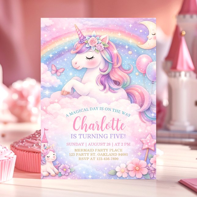 Unicorn and Rainbows Birthday Invitation (Creator Uploaded)
