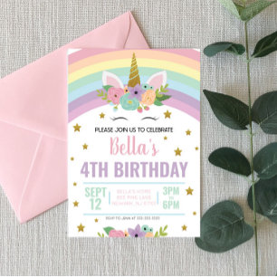 Unicorn and Rainbows Birthday Party Invitation