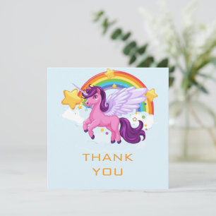 Unicorn and Rainbows Birthday Thank You Card