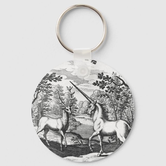 Unicorn and Stag - White keyrings (Front)