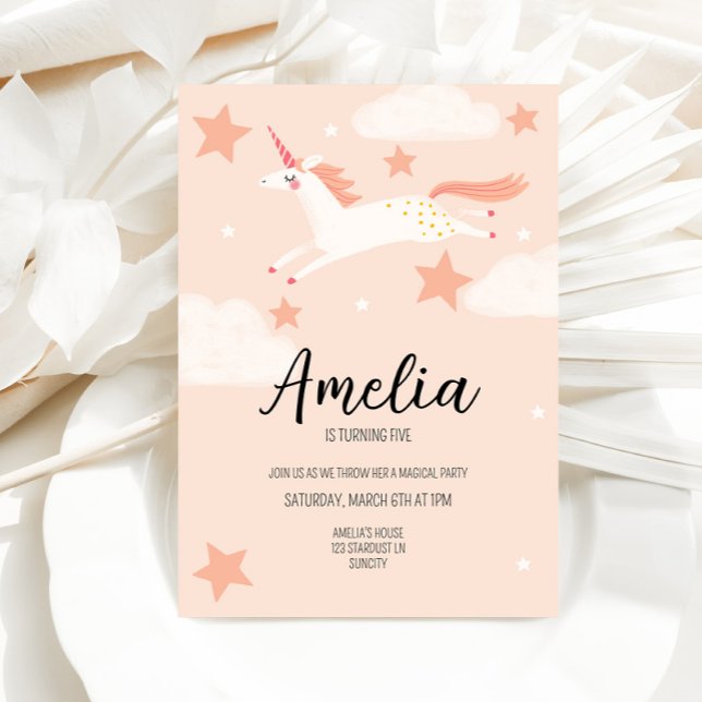 Unicorn and Stars Birthday Invitation (Creator Uploaded)