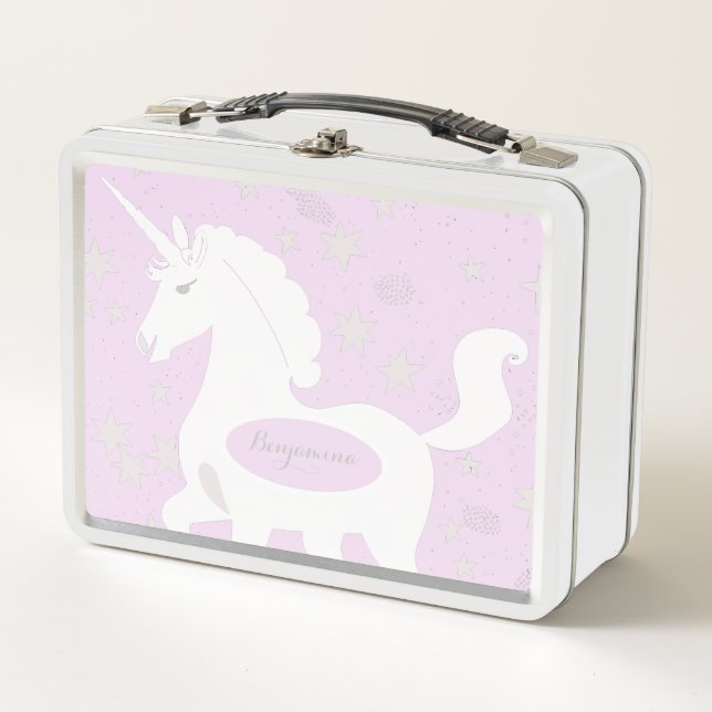 Unicorn and Stars Metal Lunch Box (Front)