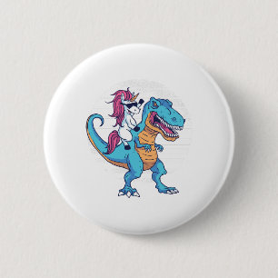 Unicorn and T-Rex 6 Cm Round Badge