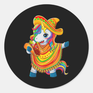 Unicorn And Tacos Cinco de Mayo Sombrero For Men Classic Round Sticker