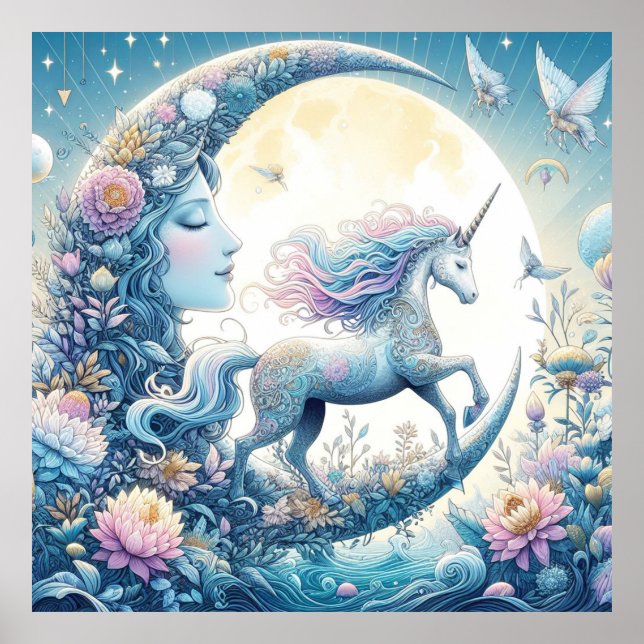 Unicorn And The Moon Poster (Front)