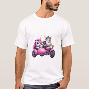 Unicorn And Viking Riding A Motorcycle Men Women K T-Shirt