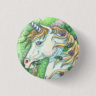UNICORN AND VIOLETS, FANTASY HORSE BUTTON Pin