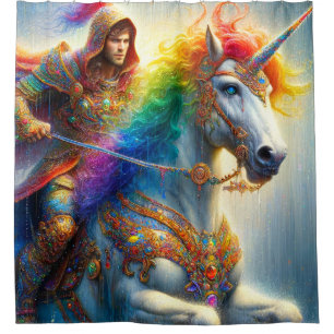 Unicorn and Warrior Shower Curtain