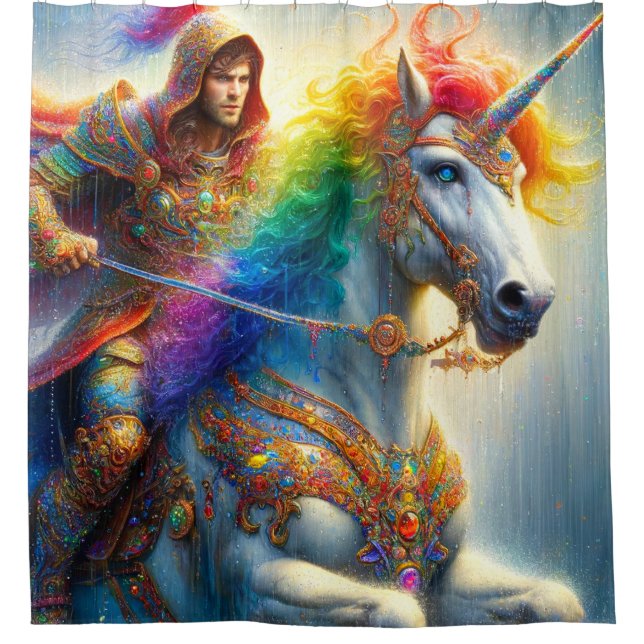 Unicorn and Warrior Shower Curtain (Front)