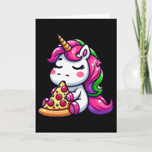 Unicorn Animal Eating Pizza Margherita Meal Foodie Card