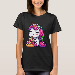 Unicorn Animal Eating Pizza Margherita Meal Foodie T-Shirt