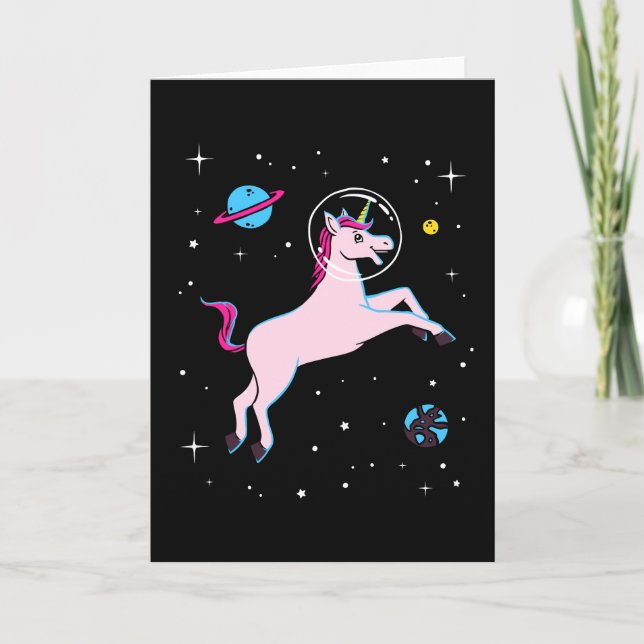 Unicorn Animals In Space Card (Front)