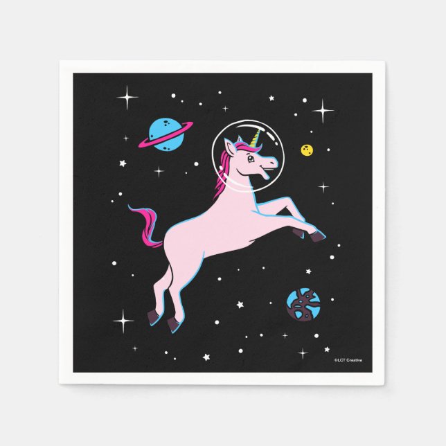 Unicorn Animals In Space Napkin (Front)
