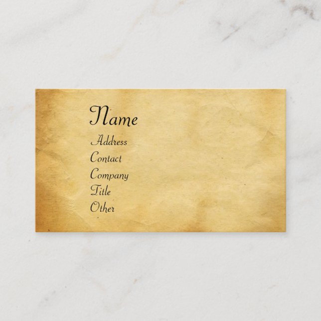 UNICORN / Antique Brown Parchment Business Card (Front)
