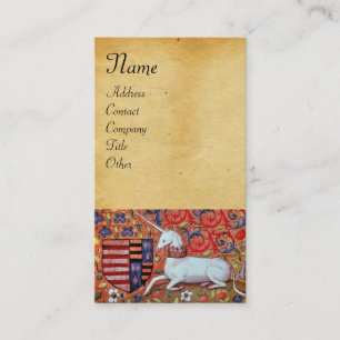UNICORN / Antique Brown Parchment Business Card