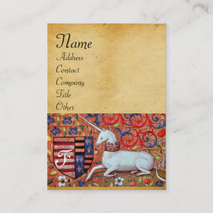 UNICORN / Antique Brown Parchment Monogram Business Card
