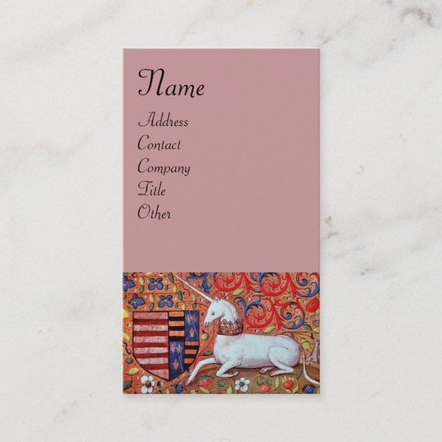 UNICORN ,antique pink Business Card (Front)
