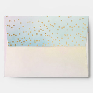 Unicorn Aqua Pink Yellow Tie Dye Gold Confetti Envelope