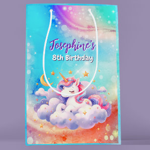 Unicorn aqua purple custom birthday medium gift bag