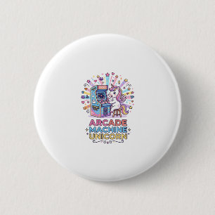 Unicorn Arcade Machine Unicorn Print Ready POD Art 6 Cm Round Badge