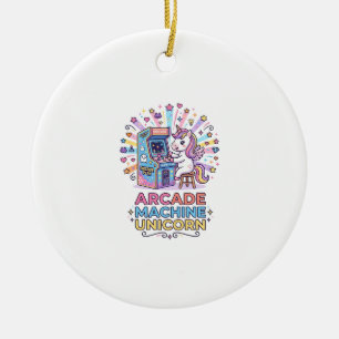Unicorn Arcade Machine Unicorn Print Ready POD Art Ceramic Ornament