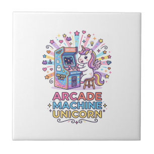 Unicorn Arcade Machine Unicorn Print Ready POD Art Ceramic Tile