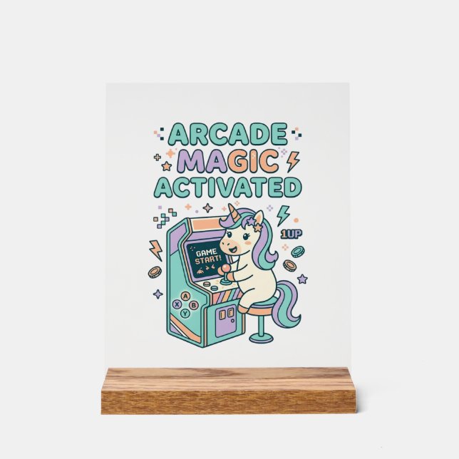 Unicorn Arcade Magic Activated Trendy Product Grap Acrylic Sign (Front)