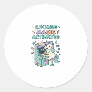 Unicorn Arcade Magic Activated Trendy Product Grap Classic Round Sticker