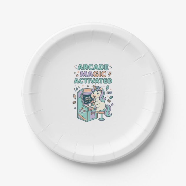 Unicorn Arcade Magic Activated Trendy Product Grap Paper Plate (Front)