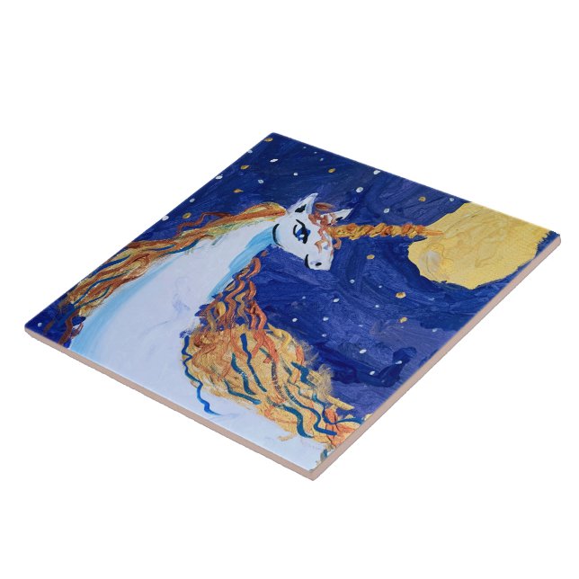 Unicorn "Art by Kids" Ceramic Tile (Side)